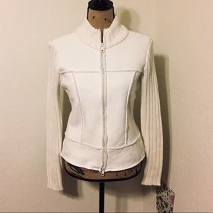 Faux Suede Cream Sweater Jacket Coat Jacket